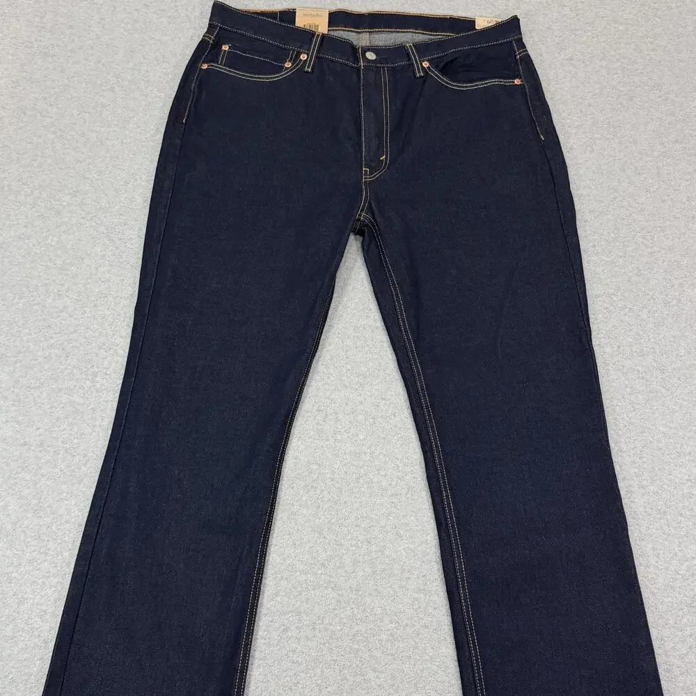 Levi's 514 Straight Leg Jeans Men's 38x32 Dark Wash Denim Blue NWT Irregular